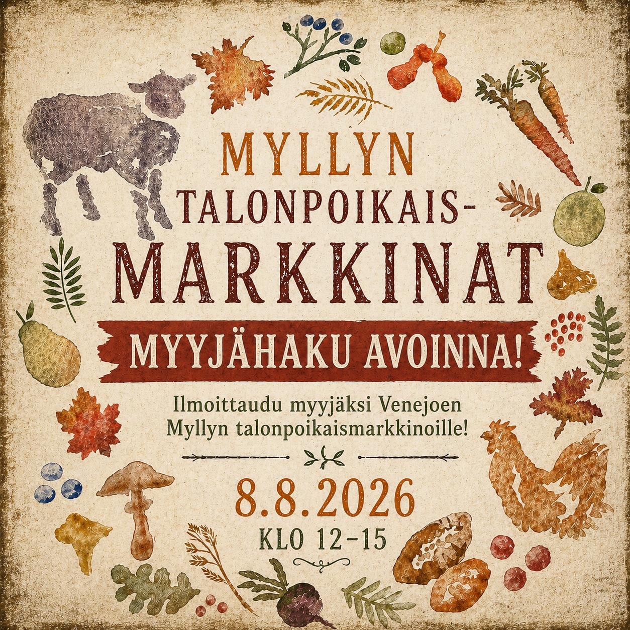 Venejoen Myllyn talonpoikaismarkkinat - myyntipaikka