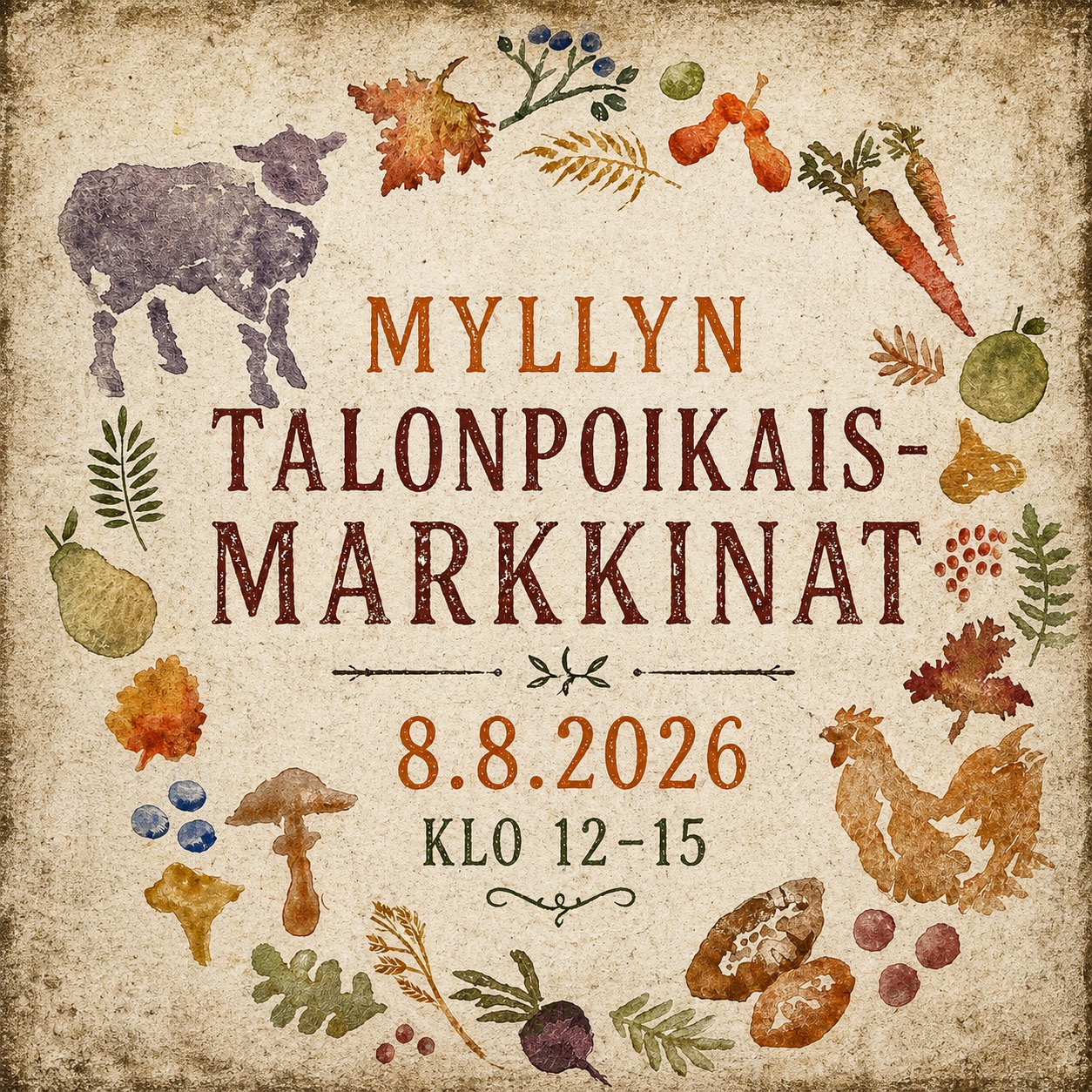 Venejoen Myllyn talonpoikaismarkkinat 8.8.2026 klo 12-15